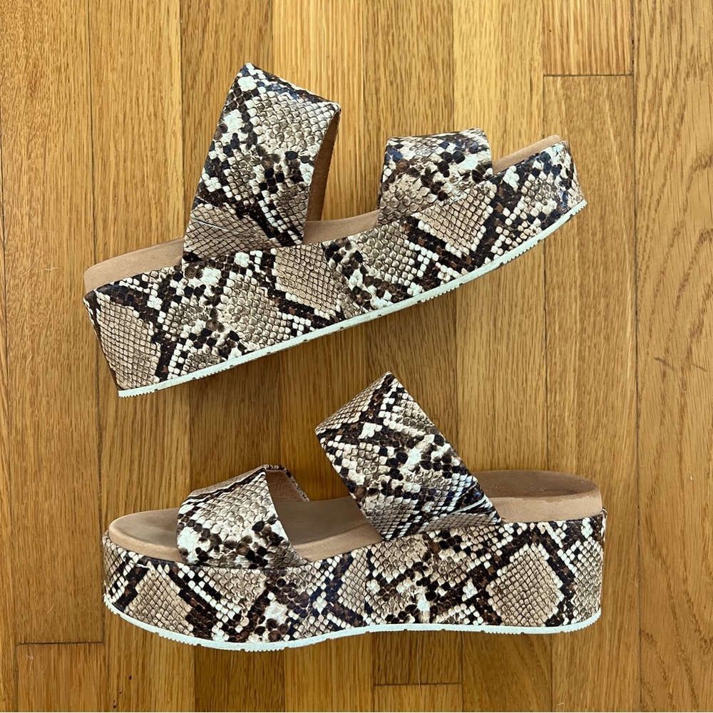 J/Slides Snake-Print Platform Sandals, Sz 7.5 - image 1